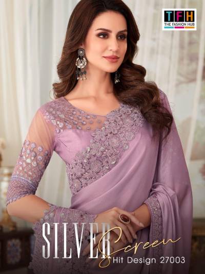 Silver Screen Hit Design 27003 By TFH Designer Partywear Saree Collection